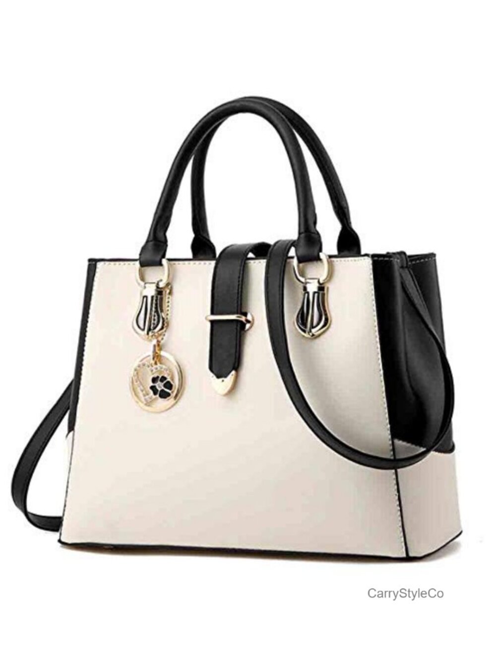 Rullar PU Leather Tote with Heart Pendant Shoulder Handbag